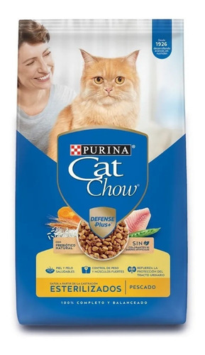 Alimento Cat Chow Defense Plus Esterilizados Para Gato Adulto Sabor Pescado En Bolsa De 3 kg