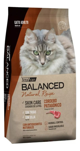 Vitalcan Balanced Gato Adulto Natural Recipe Cordero X 3 Kg
