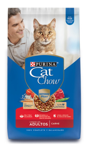 Cat Chow Defense Plus Multiproteína Alimento Para Gato Adulto Sabor Carne En Bolsa De 8kg