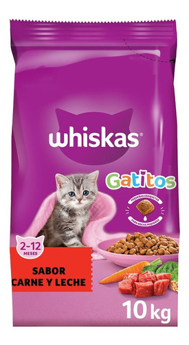 Whiskas Gatos Filhotes Para Gato De Temprana Edad Sabor Carne Y Leche En Bolsa De 10 kg
