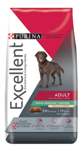 Excellent Adult Para Perro Adulto De Raza Mediana Y Grande Sabor Pollo Y Arroz En Bolsa De 3 kg