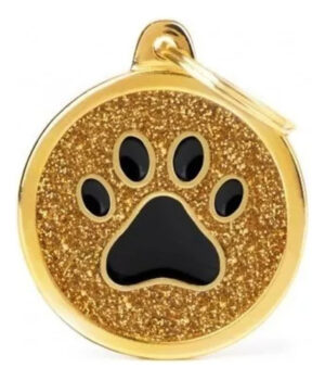 Chapita Id Mascota My Family Shine Big Circle Gold Paw!