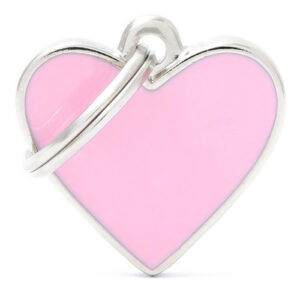 Chapita Id Mascota My Family Basic Handmade Small Pink Heart
