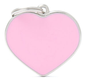 Chapita Id Mascota My Family Grabada Handmade Big Pink Heart