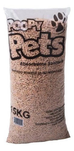 Absorbente Maderitas Sanitarias Para Gatos Poopy Pets Pino x 15 Kg