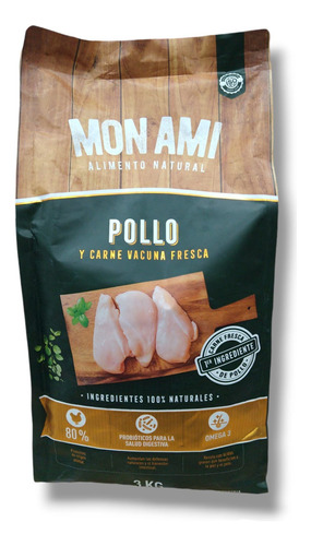 Alimento Perro Mon Ami Pollo Y Carne Fresca Natural Bolsa 3k