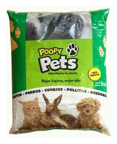 Absorbente Poopy Pets X 25 Kg - Pack X 5 Unidades Pellet