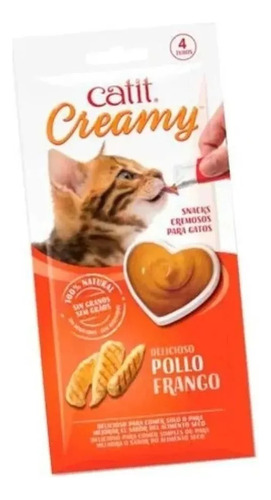 Creamy Catit Snacks Premium Para Gatos  Sabor Pollo X 4 Tubos 40 GS