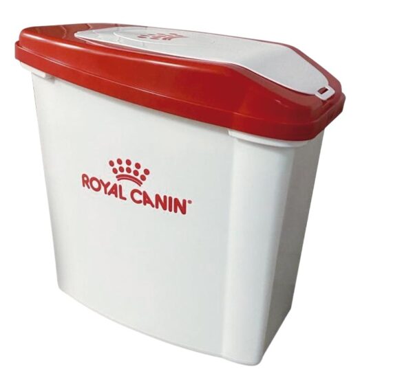 ALMACENADOR ALIMENTO BALANCEADO ROYAL CANIN CLASICO PLASTICO BLANCO/ROJO PARA 15 KG