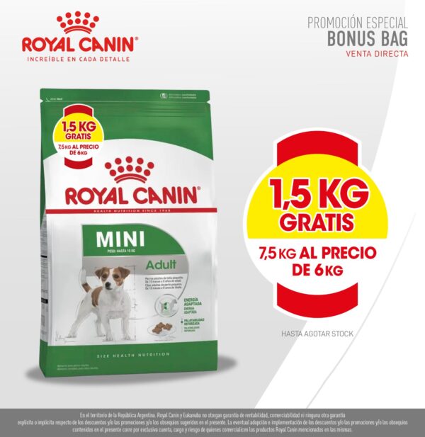 Royal canin mini adulto x 6 Kg+1.5 Kg Bonus