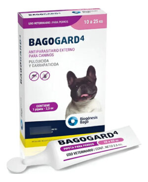 Pipeta Bagogard Perros 10 A 25 Kg Pulgas Garrapatas Bago Rosa Claro